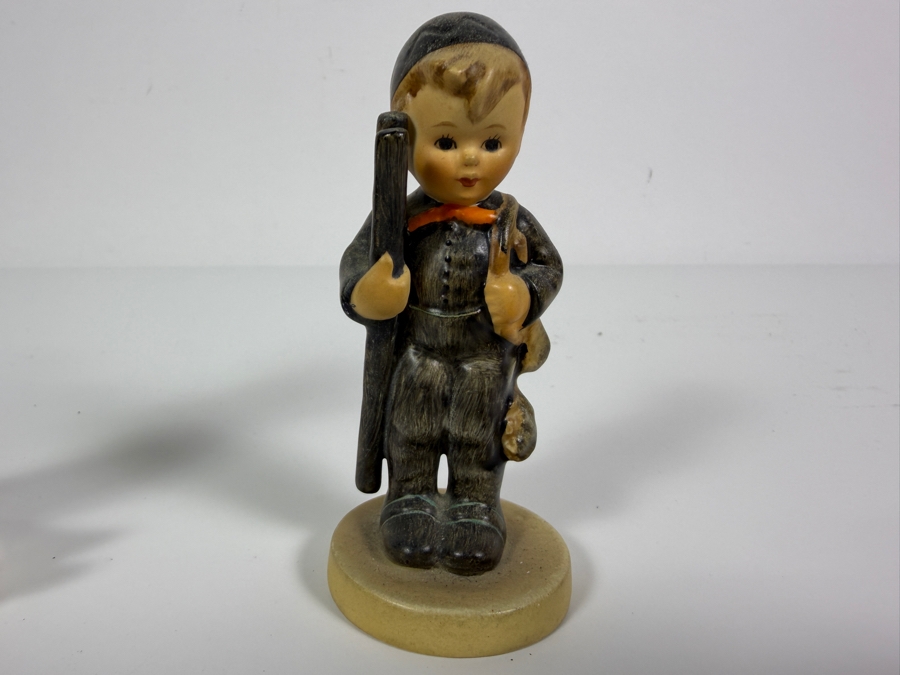 Two Vintage Goebel Hummel Porzellan German Figurine Sculptures Featuring Little Skier Number Fifty Nine And Skier Boy Running Home 4' - 5'H [Photo 5]