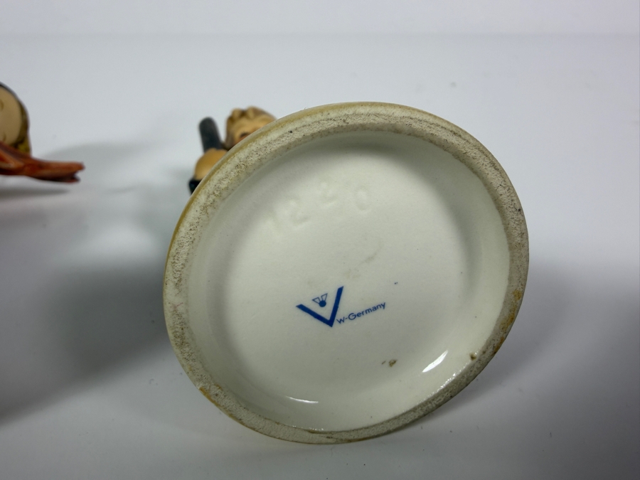 Two Vintage Goebel Hummel Porzellan German Figurine Sculptures Featuring Little Skier Number Fifty Nine And Skier Boy Running Home 4' - 5'H [Photo 8]