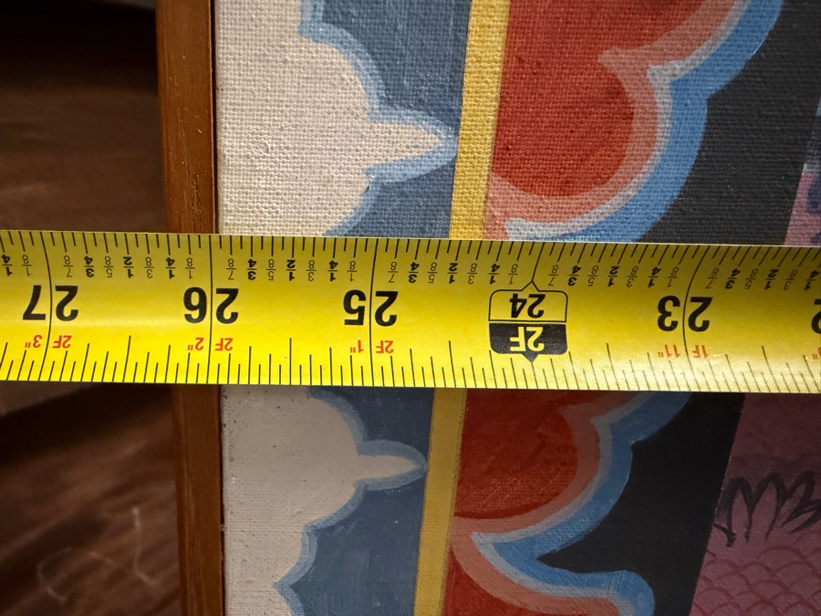 Large Vintage Hand-painted Four-Panel Room Divider Screen Artist Signed from Bangkok, Thailand (Heavy) 106'W X 69.5'H [Photo 16]