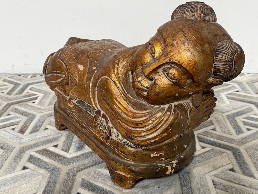 Antique Chinese Carved Wooden Gilt Foot Stool 31W X 11D X 18H [Photo 6]