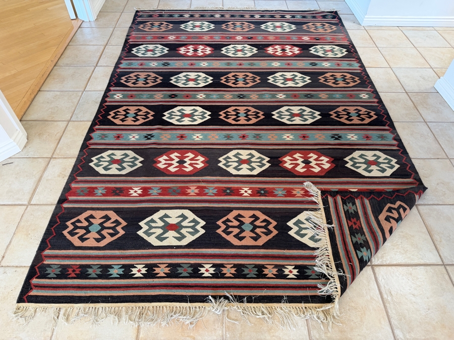 Large Vintage Turkish Kilim Area Rug 73' X 110' [Photo 9]