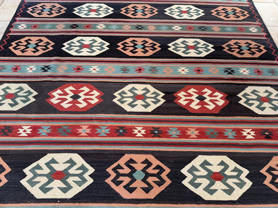 Large Vintage Turkish Kilim Area Rug 73' X 110' [Photo 4]