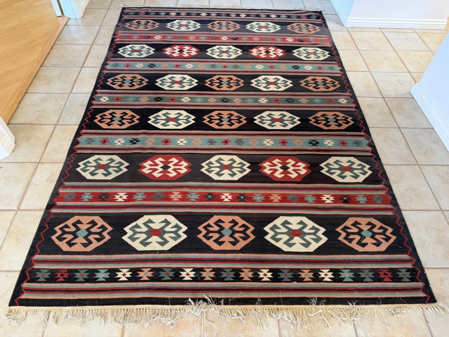 Large Vintage Turkish Kilim Area Rug 73' X 110' [Photo 2]