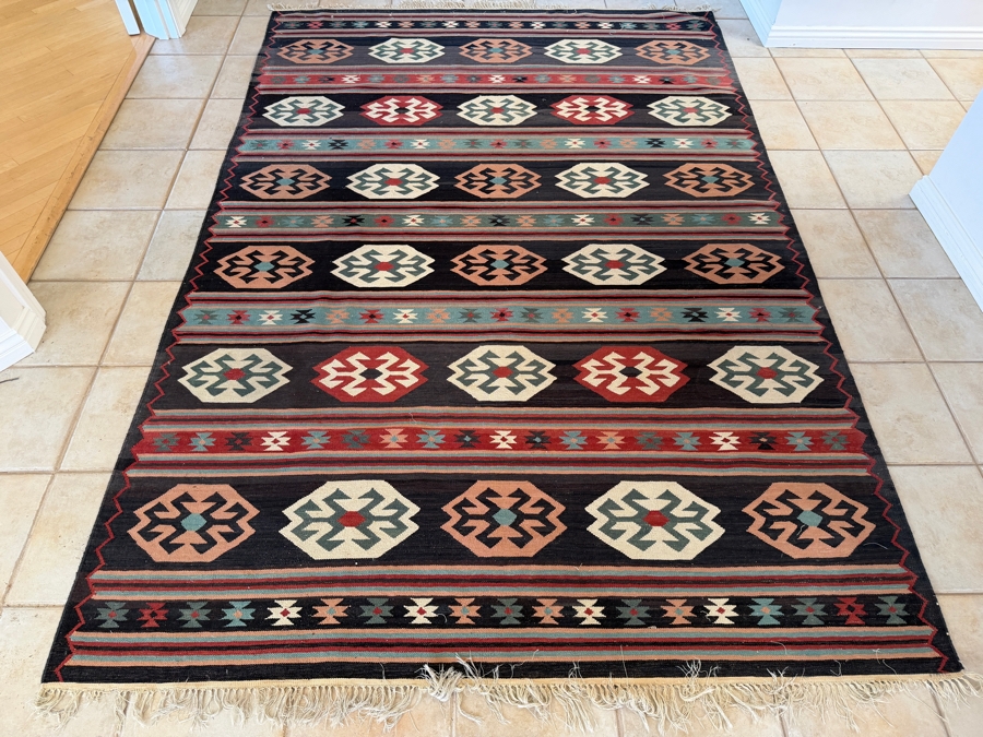 Large Vintage Turkish Kilim Area Rug 73' X 110' [Photo 3]