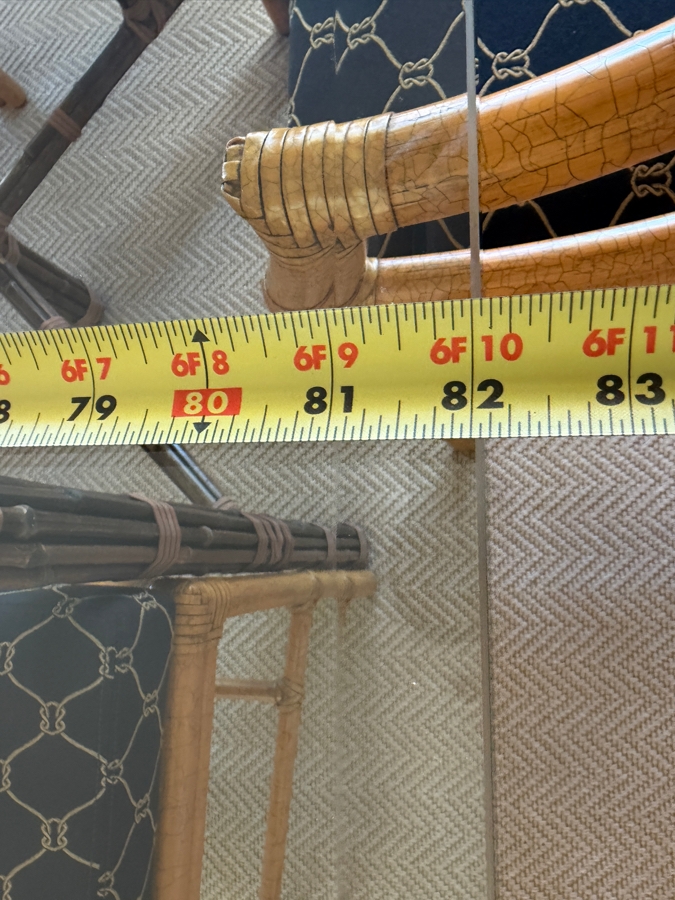 High-End McGuire San Francisco Glass Top Dining Table 42' X 82' X 28.5'H with (6) McGuire Dining Chairs and (2) McGuire Armchairs Retailed for $11,310 [Photo 15]