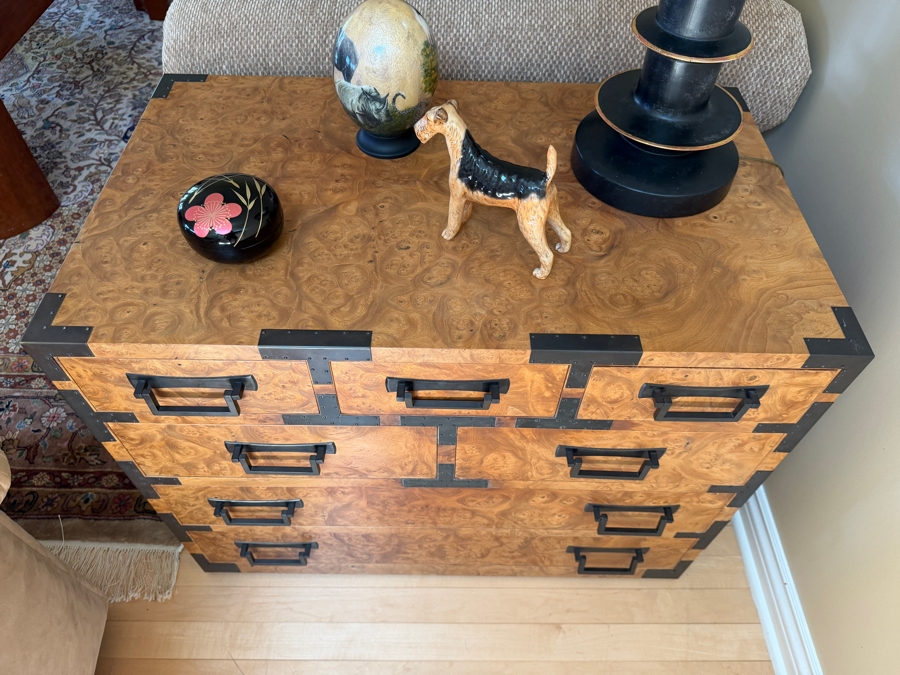 Evert Sodergren (1920–2013) Custom Burl Wood Tansu Chest Dated 1996 Handcrafted by the Renowned Pacific Northwest Master Craftsman and Studio Furniture Pioneer 34W X 20D X 25H [Photo 5]