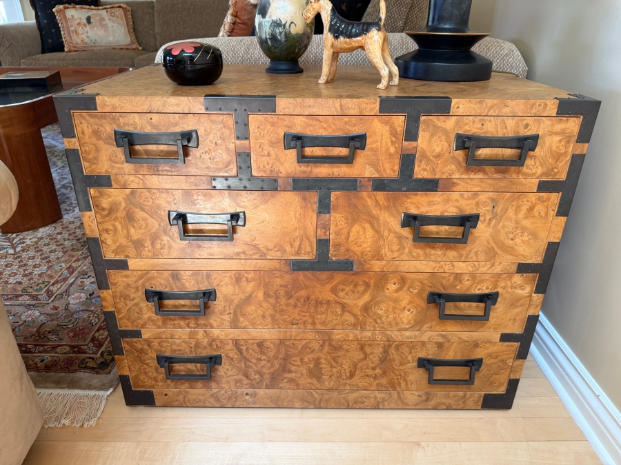 Evert Sodergren (1920–2013) Custom Burl Wood Tansu Chest Dated 1996 Handcrafted by the Renowned Pacific Northwest Master Craftsman and Studio Furniture Pioneer 34W X 20D X 25H [Photo 2]
