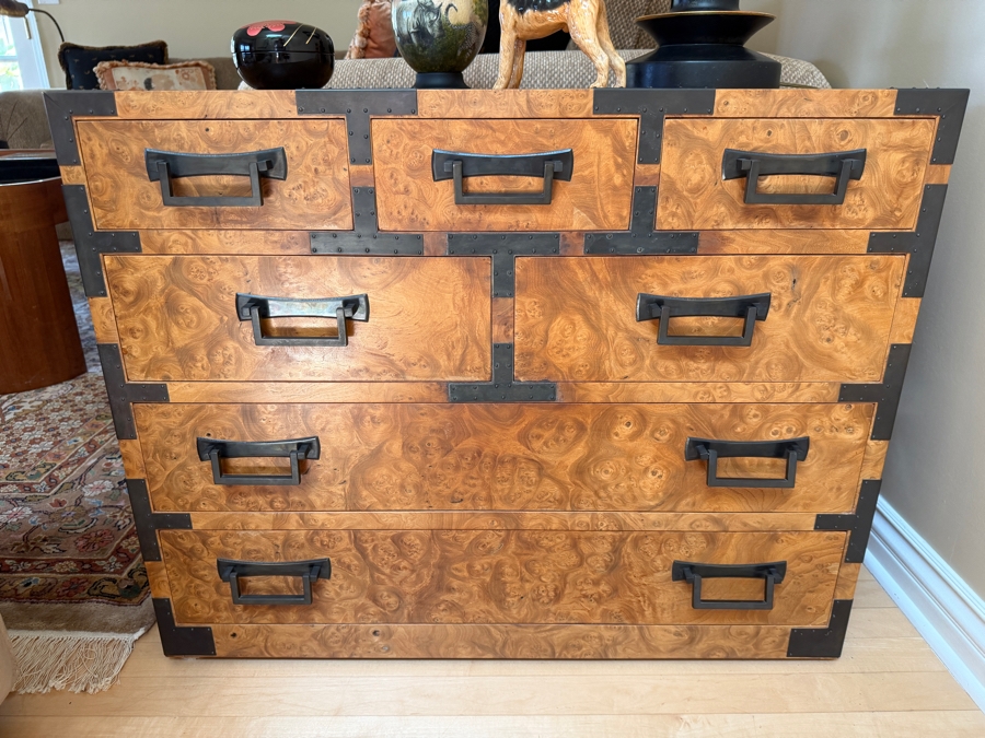 Evert Sodergren (1920–2013) Custom Burl Wood Tansu Chest Dated 1996 Handcrafted by the Renowned Pacific Northwest Master Craftsman and Studio Furniture Pioneer 34W X 20D X 25H [Photo 4]