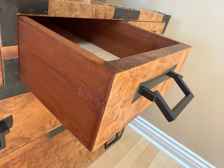Evert Sodergren (1920–2013) Custom Burl Wood Tansu Chest Dated 1996 Handcrafted by the Renowned Pacific Northwest Master Craftsman and Studio Furniture Pioneer 34W X 20D X 25H [Photo 8]