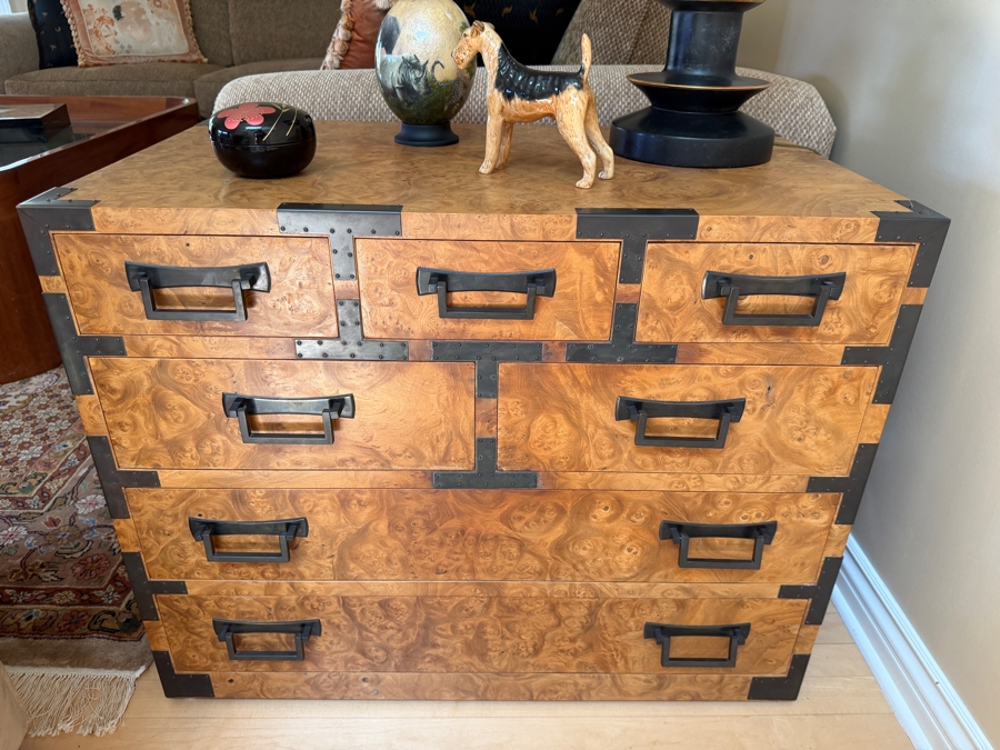 Evert Sodergren (1920–2013) Custom Burl Wood Tansu Chest Dated 1996 Handcrafted by the Renowned Pacific Northwest Master Craftsman and Studio Furniture Pioneer 34W X 20D X 25H [Photo 3]