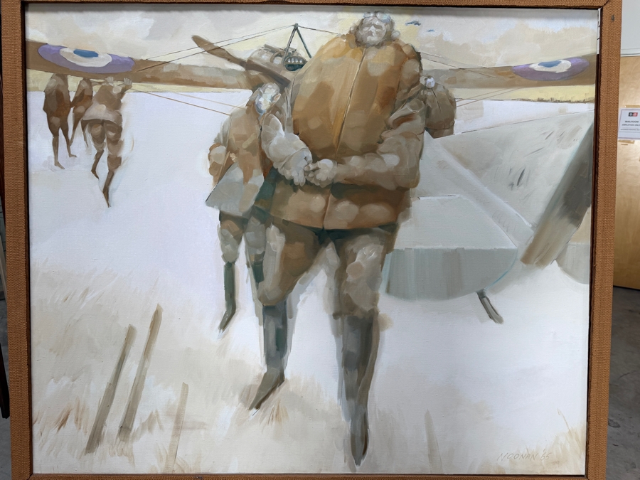 Original Mid-Century Impressionist Aviation Oil Painting On Canvas By Noonan Dated 1965 48' X 41' Framed 51'W X 43'H [Photo 3]
