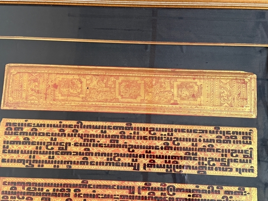 Antique Pair of Burmese Bible Scriptures Panels and Covers Shadowbox Framed 36' X 51' Each [Photo 14]