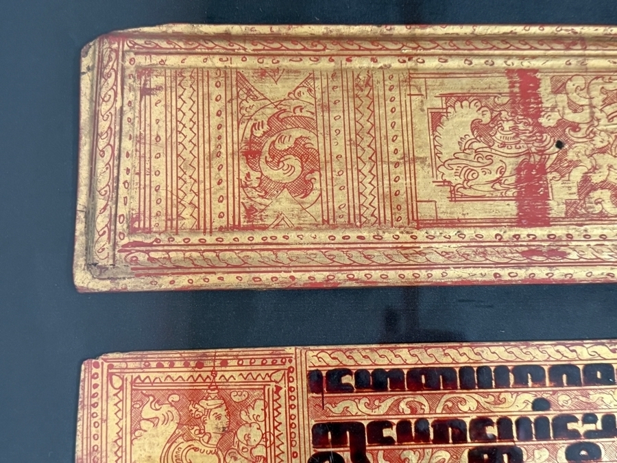 Antique Pair of Burmese Bible Scriptures Panels and Covers Shadowbox Framed 36' X 51' Each [Photo 6]