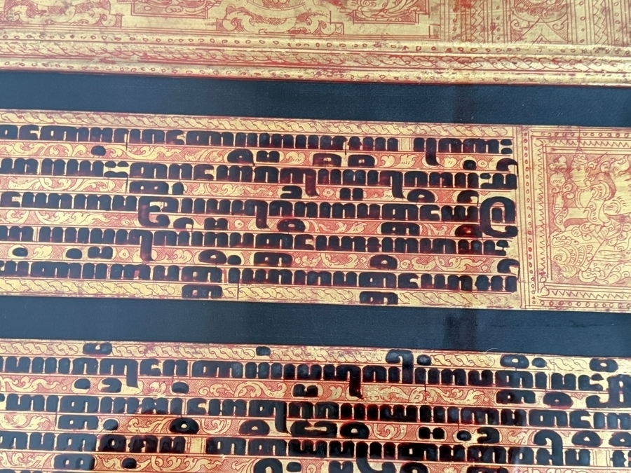 Antique Pair of Burmese Bible Scriptures Panels and Covers Shadowbox Framed 36' X 51' Each [Photo 11]