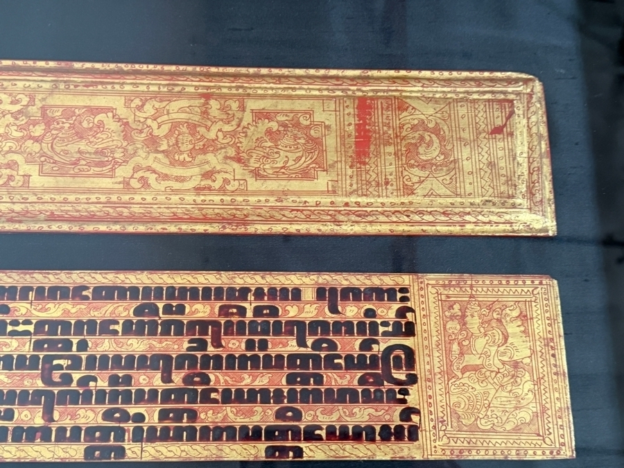 Antique Pair of Burmese Bible Scriptures Panels and Covers Shadowbox Framed 36' X 51' Each [Photo 8]