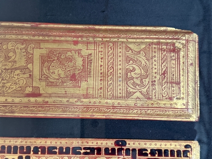 Antique Pair of Burmese Bible Scriptures Panels and Covers Shadowbox Framed 36' X 51' Each [Photo 15]