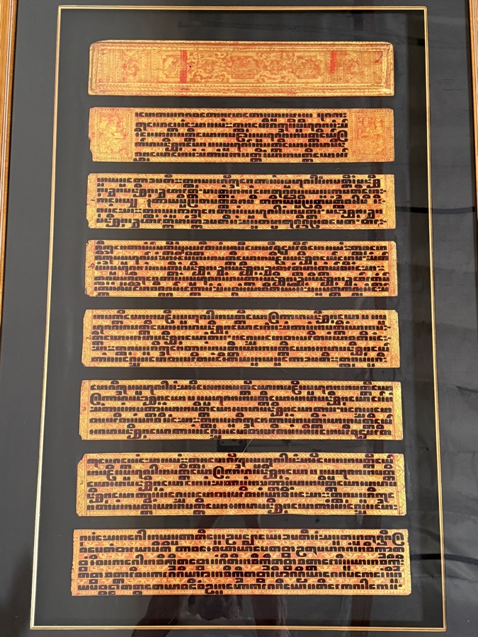 Antique Pair of Burmese Bible Scriptures Panels and Covers Shadowbox Framed 36' X 51' Each [Photo 3]
