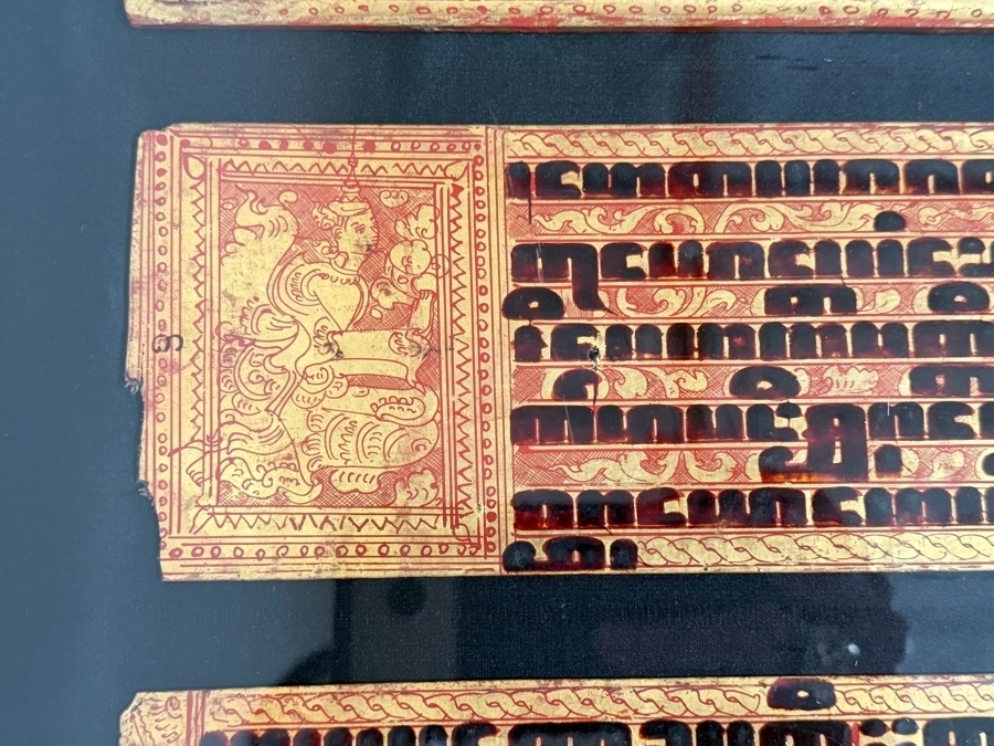 Antique Pair of Burmese Bible Scriptures Panels and Covers Shadowbox Framed 36' X 51' Each [Photo 9]