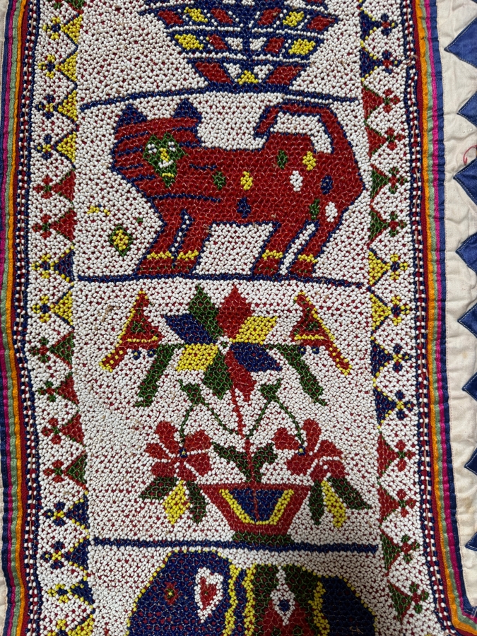 Vintage 1950s Beaded Indian Toran Wall Hanging or Door Topper 30' X 51' Each [Photo 3]