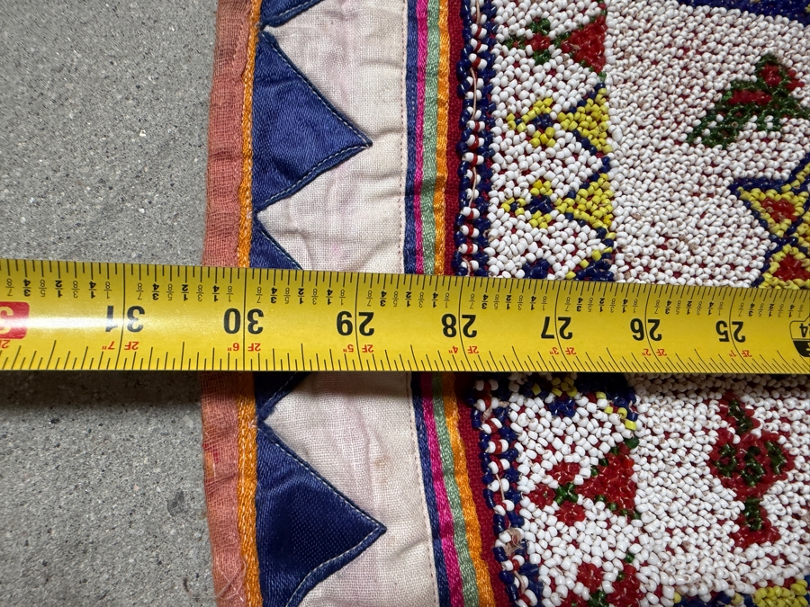Vintage 1950s Beaded Indian Toran Wall Hanging or Door Topper 30' X 51' Each [Photo 7]