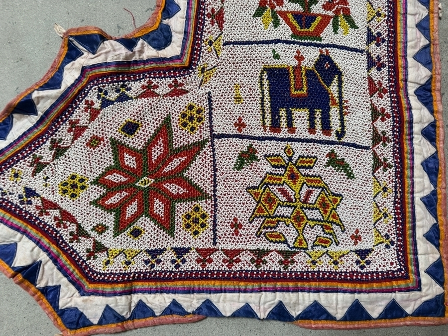 Vintage 1950s Beaded Indian Toran Wall Hanging or Door Topper 30' X 51' Each [Photo 5]