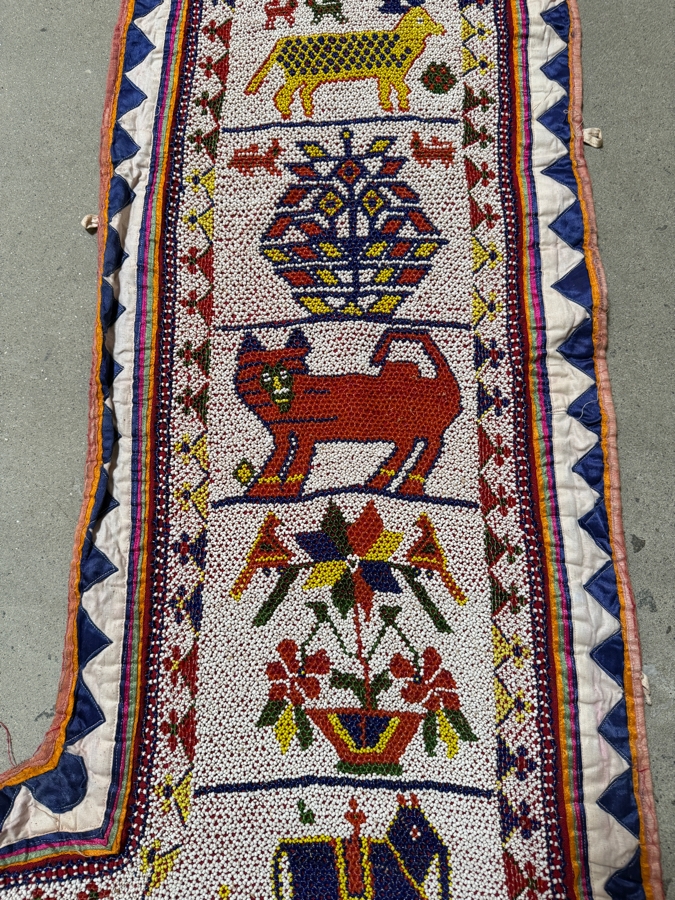 Vintage 1950s Beaded Indian Toran Wall Hanging or Door Topper 30' X 51' Each [Photo 6]