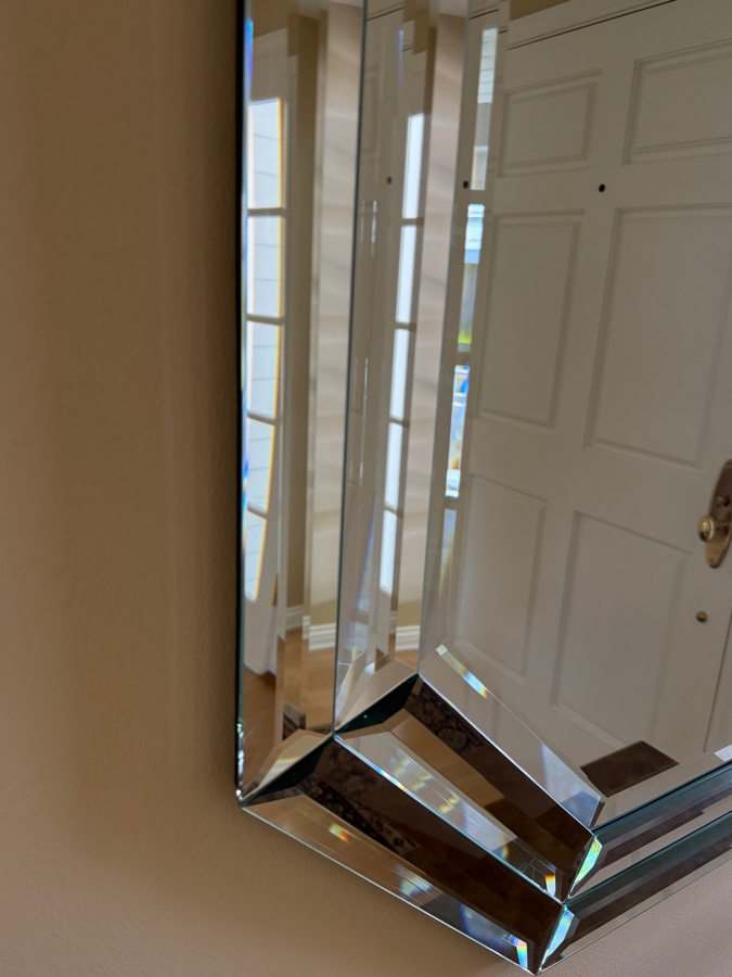 Vintage Hollywood Regency Mirrored Frame Faceted Octagonal Wall Mirror 30 X 41.5 [Photo 4]