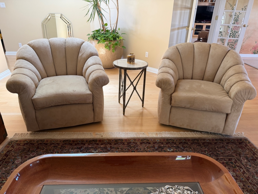 Pair of Vintage Barrel Swivel Lounge Chairs 37W X 36D X 32H (Retailed $6,000 for Pair) [Photo 2]