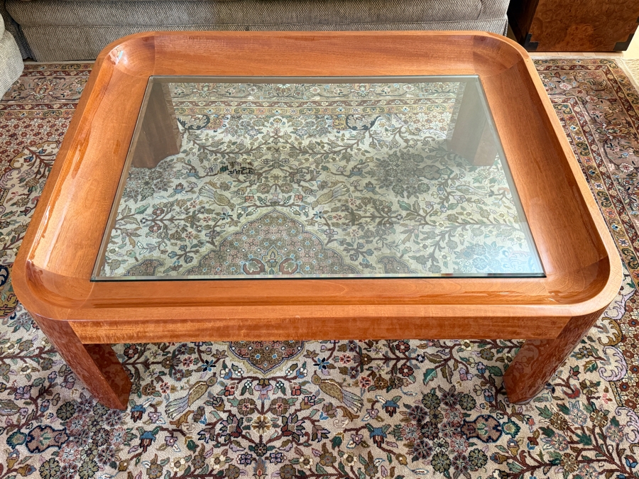 A. Soudavar for Mirak 'Old English' High-end Mahogany Wood Frame Coffee Table with Beveled Glass Insert 42'W X 52'D X 18'H [Photo 2]