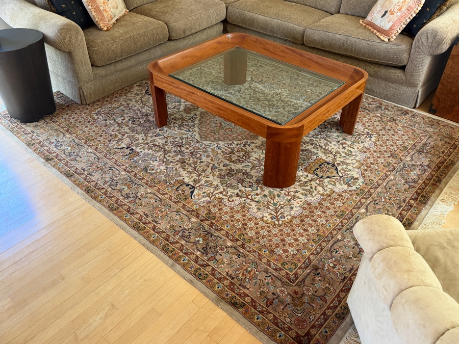 A. Soudavar for Mirak 'Old English' High-end Mahogany Wood Frame Coffee Table with Beveled Glass Insert 42'W X 52'D X 18'H [Photo 5]