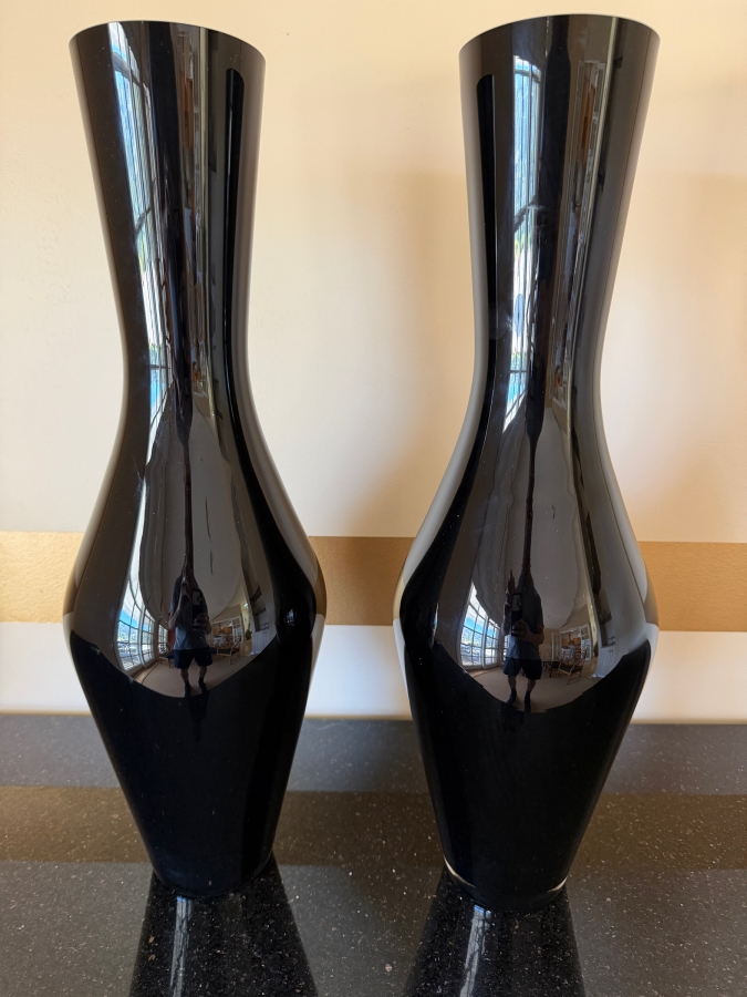 Pair Of Crate & Barrel Midnight Glass Vases 24'H [Photo 2]
