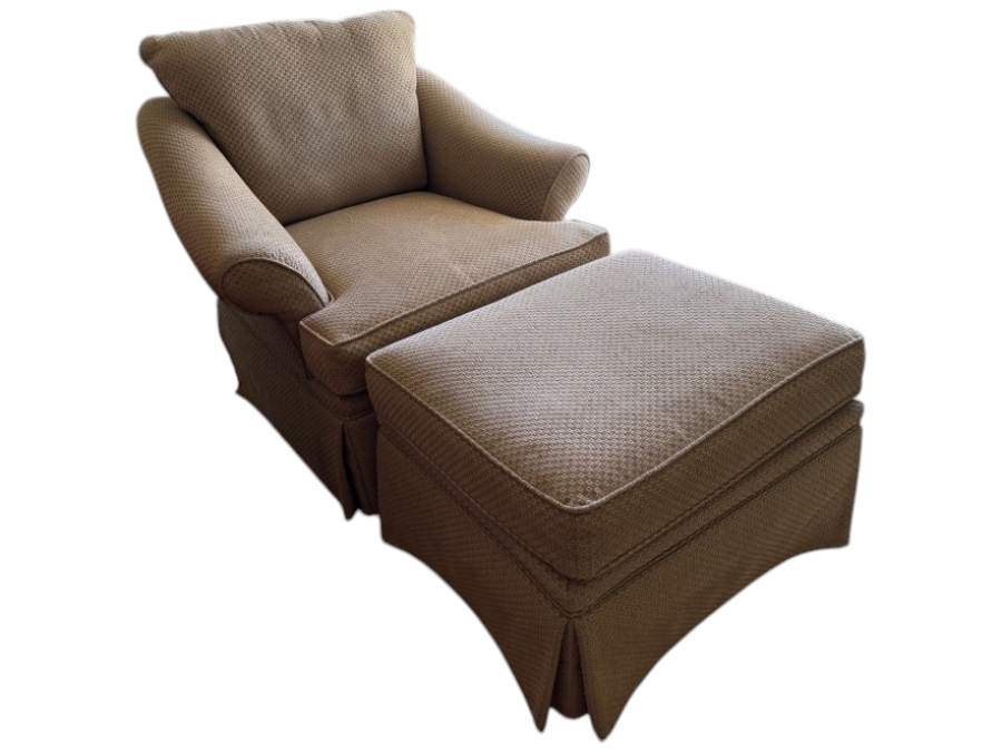 Kravet Furniture Basics Traditional Woven Fabric Lounge Armchair And Ottoman Set Chair: 36'W X 35'D X 29'H Ottoman: 27'W X 22'D X 17'H