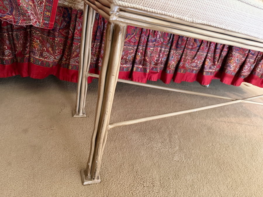 Contemporary Faux-Bamboo Gilt Metal Upholstered Bench 54'W X 15'D X 20'H [Photo 5]