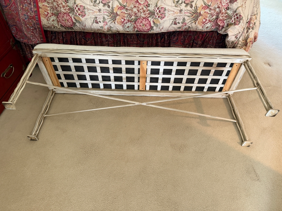 Contemporary Faux-Bamboo Gilt Metal Upholstered Bench 54'W X 15'D X 20'H [Photo 6]