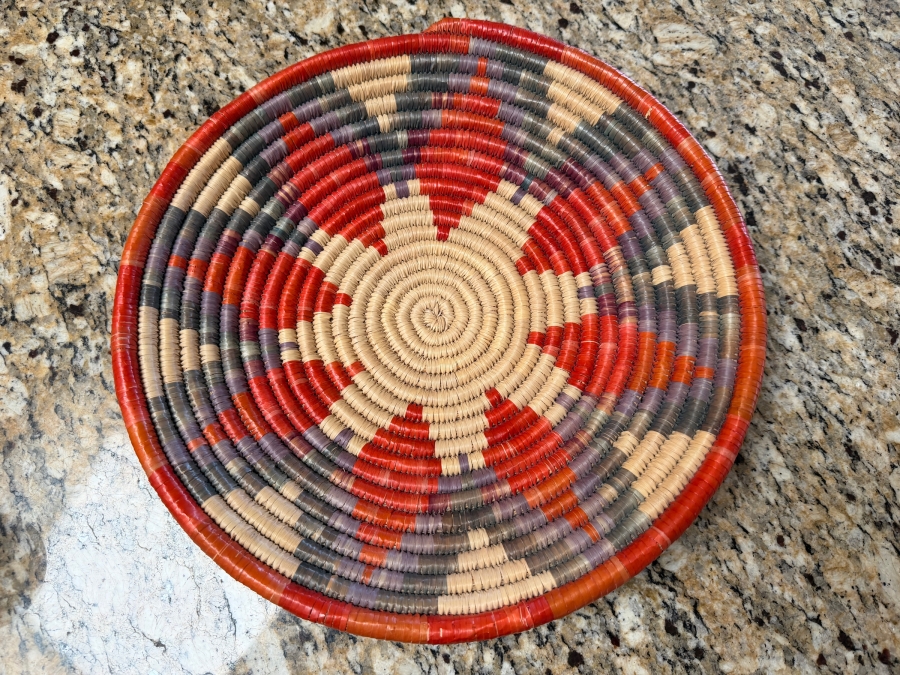 Contemporary Handwoven Coil Decorative Basket Tray 13'W X 2.25'H [Photo 2]