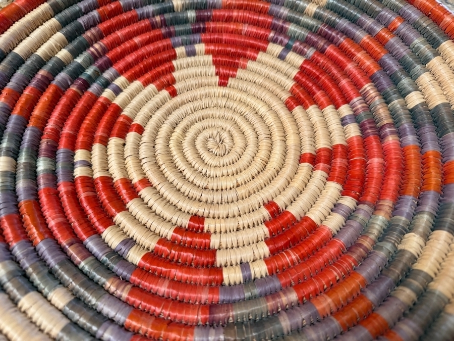 Contemporary Handwoven Coil Decorative Basket Tray 13'W X 2.25'H [Photo 3]