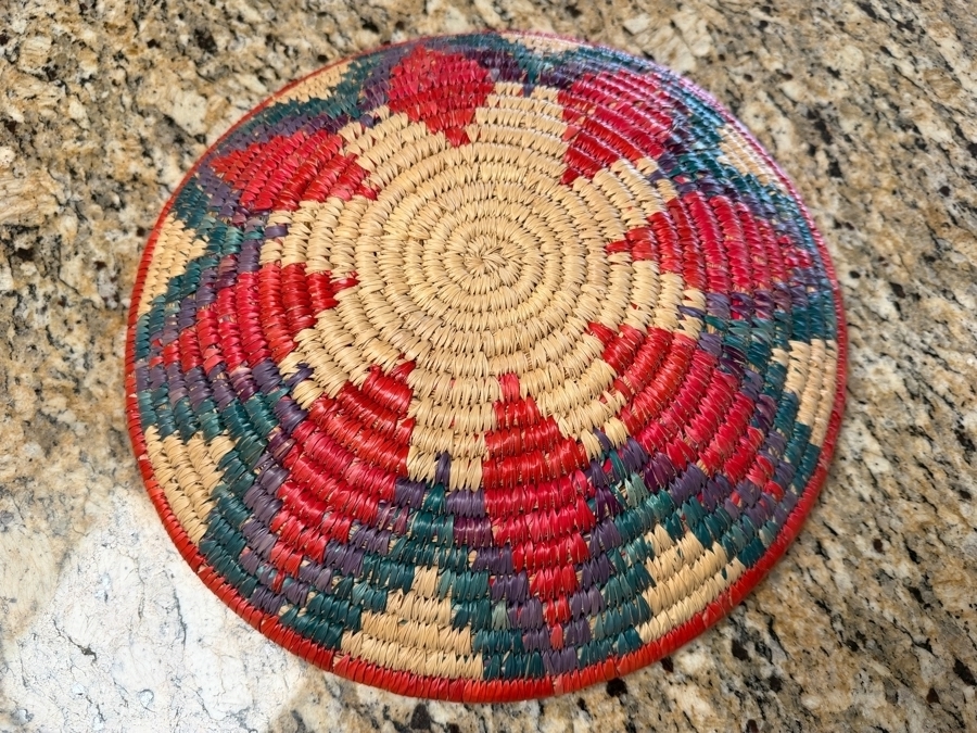 Contemporary Handwoven Coil Decorative Basket Tray 13'W X 2.25'H [Photo 4]
