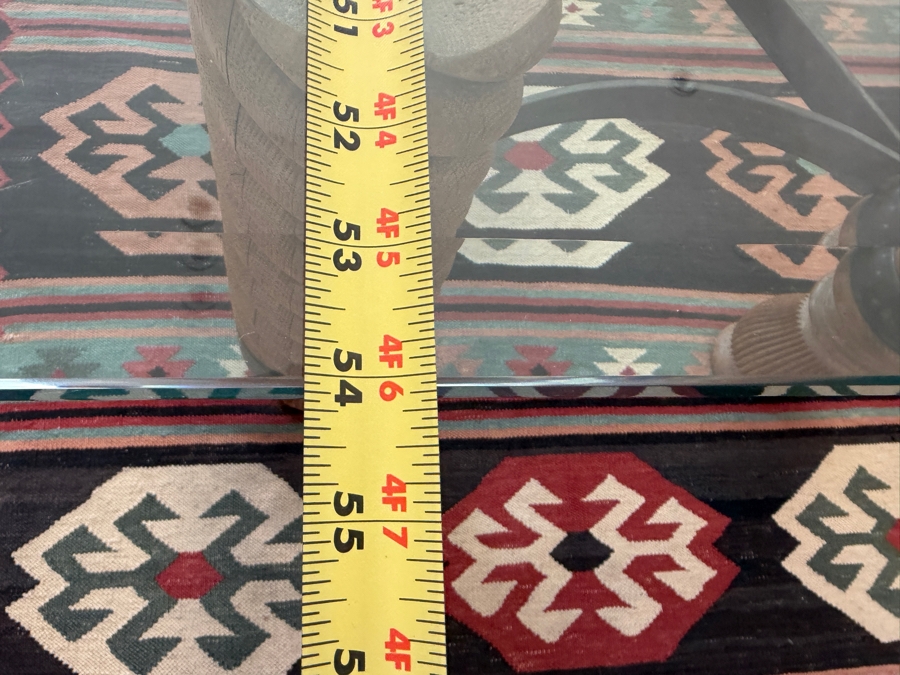 Barley-Twist Wood And Wrought Iron Glass Coffee Table 36' X 54' [Photo 8]