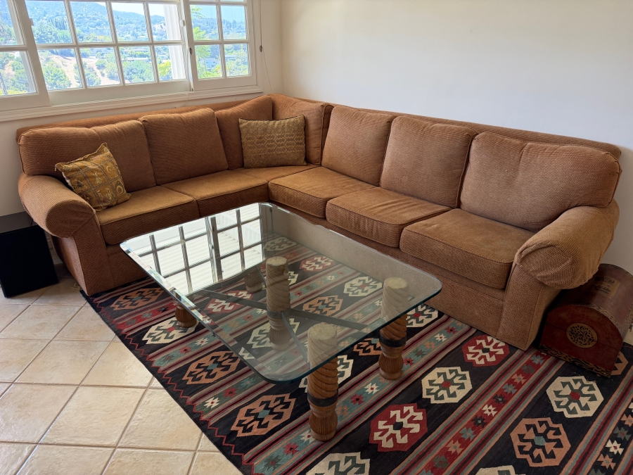Kravet Furniture Custom Serenade Terracotta Chenille Fabric L-Shaped Sectional Sofa With Rolled Arms (Color Closest to 2nd and 3rd Photos) 95' X 120' X 38' Retailed $6,000