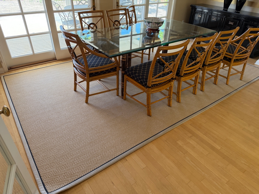 Contemporary Sisal Herringbone Woven Area Rug With Double Edge Binding 96' X 164' (Retailed $2,500) [Photo 2]