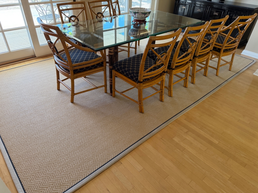 Contemporary Sisal Herringbone Woven Area Rug With Double Edge Binding 96' X 164' (Retailed $2,500)