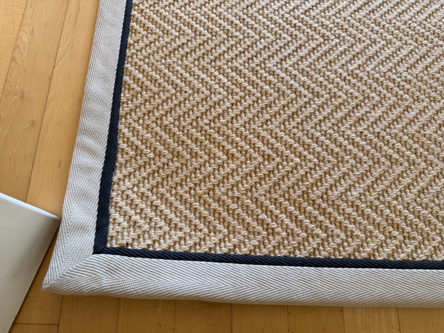 Contemporary Sisal Herringbone Woven Area Rug With Double Edge Binding 96' X 164' (Retailed $2,500) [Photo 4]