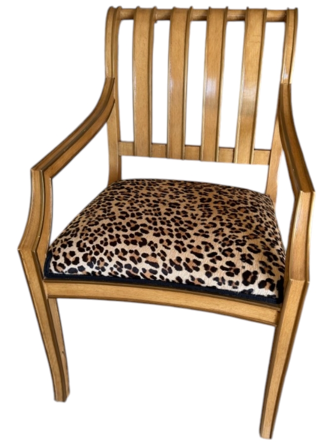 Hollywood Regency Slatted-Back Armchair With Leopard Print Seat 22'W X 28'D X 36'H [Photo 2]
