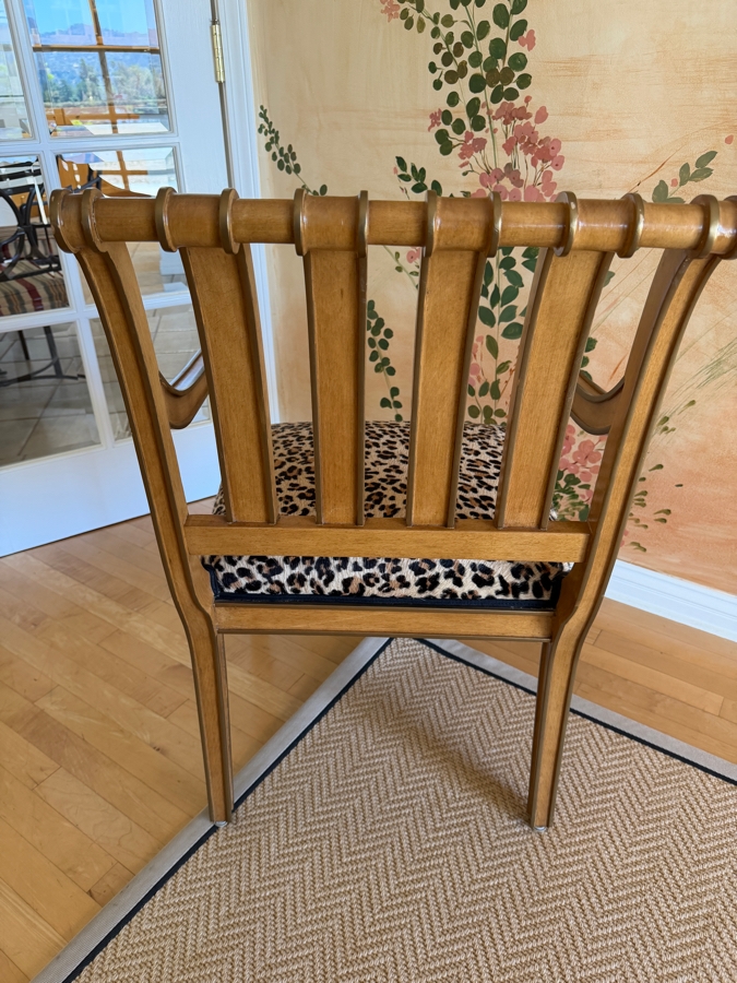 Hollywood Regency Slatted-Back Armchair With Leopard Print Seat 22'W X 28'D X 36'H [Photo 7]