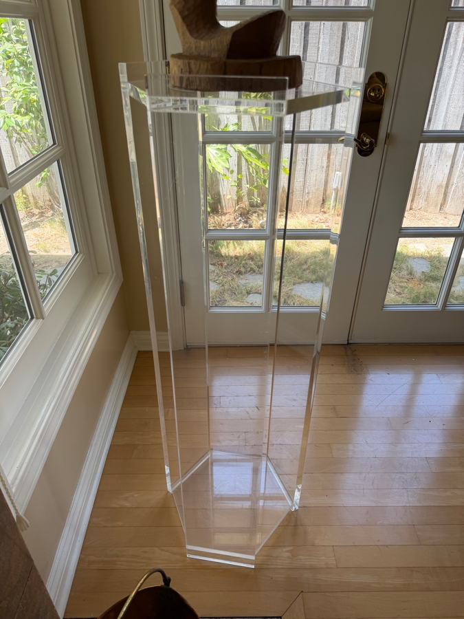 Postmodern Hexagonal Clear Acrylic Lucite Sculpture Display Pedestal 44'H [Photo 3]