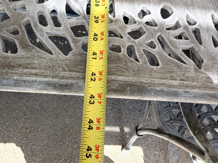 Bonaparte Cast Aluminum Oval Patio Dining Table And Six Cross-Back Armchairs With Cushions (See Photos for Cushions Not Shown in Main Photo) 84'W X 43'D X 29'H Retailed for $3,400 [Photo 14]