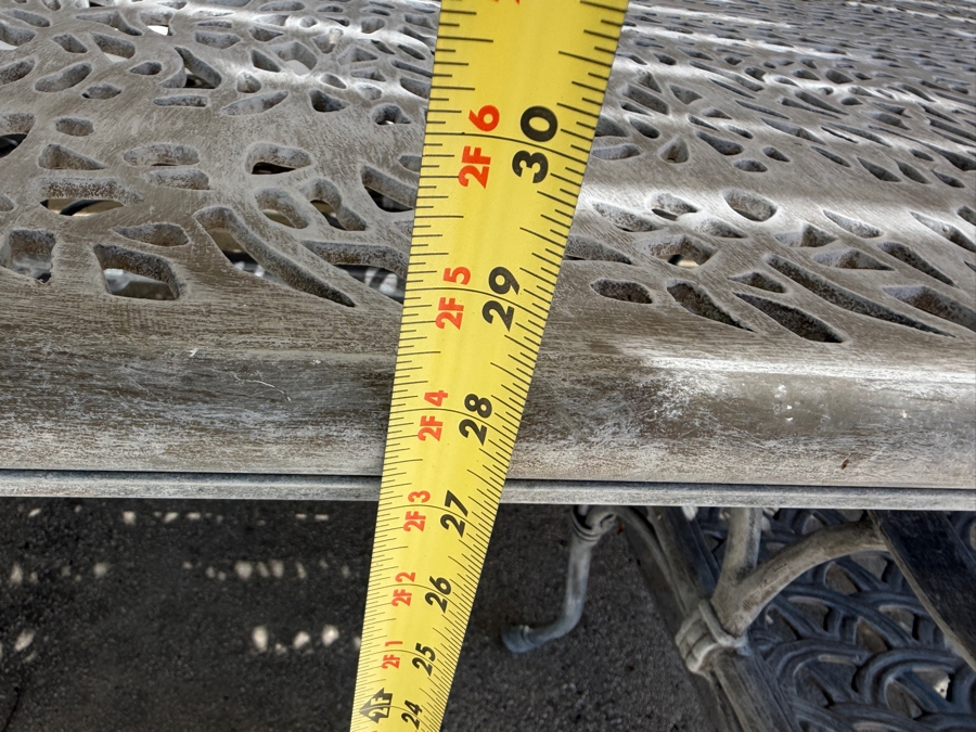 Bonaparte Cast Aluminum Oval Patio Dining Table And Six Cross-Back Armchairs With Cushions (See Photos for Cushions Not Shown in Main Photo) 84'W X 43'D X 29'H Retailed for $3,400 [Photo 15]