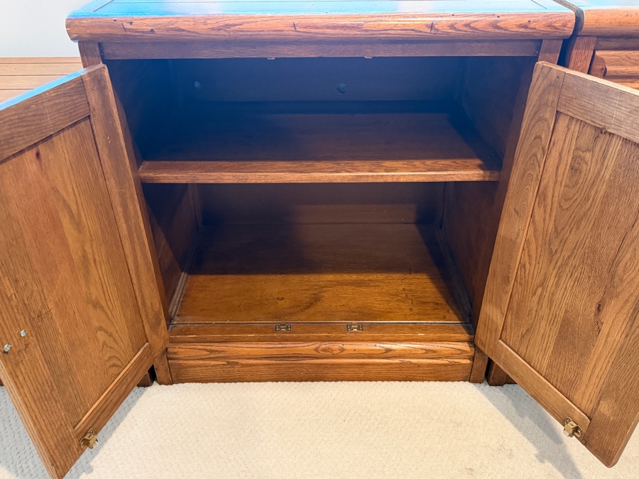 Young-Hinkle Oak Three-Piece Campaign Modular Desk and Credenza Office Suite - See Photos For Dimensions [Photo 9]
