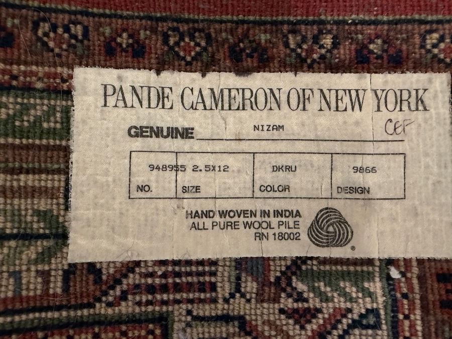 Pande Cameron Of New York Nizam Hand-Woven Pure Wool Runner Rug 2.5' X 12' (Retailed for $1,280) [Photo 5]