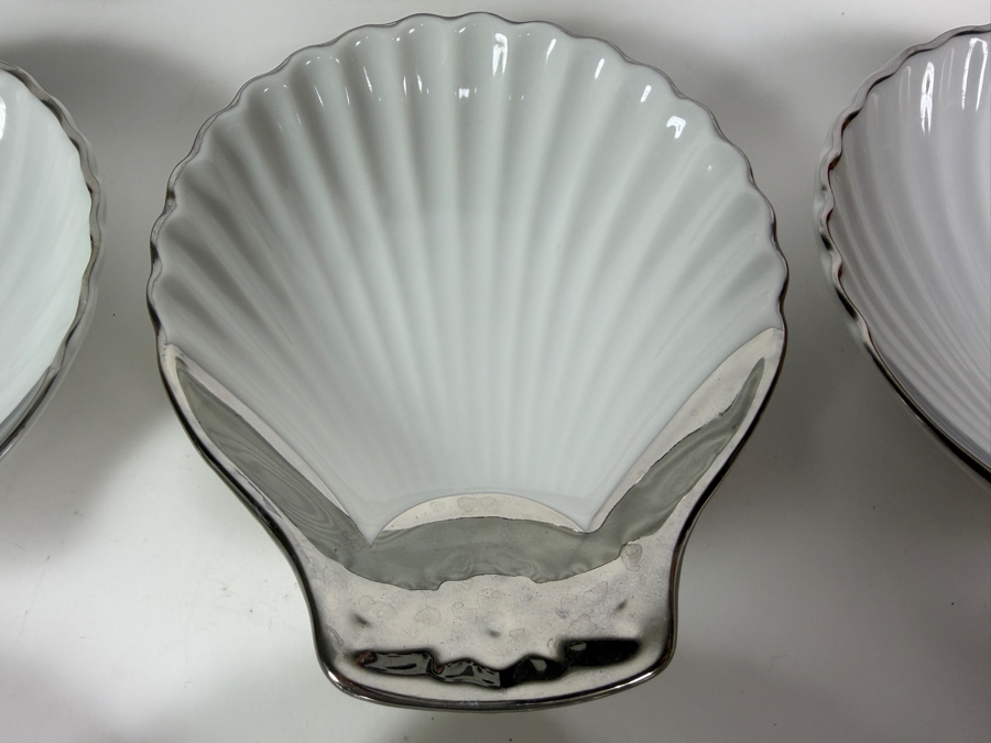 Set Of Twelve Royal Worcester Fireproof Porcelain Scallop Shell Ramekins 4' X 5' [Photo 3]